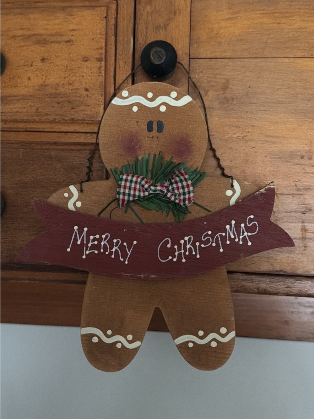 Rustic Gingerbread Merry Christmas Hanging Décor - Brown